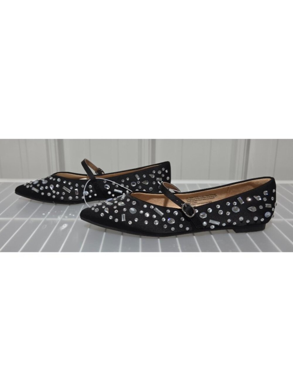 A New Day Gabriella Velvet & Jeweled Black Pointed Toe Dress Flat - Women's 7.5 - Picture 2 of 6